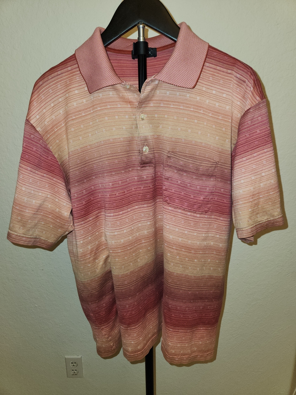 St. Croix Men's XL Ombre Striped Polo 100% Mercerized Cotton Made in Turkey
